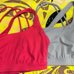 Avia Women's one shoulder strappy Bra set- Red and Gray